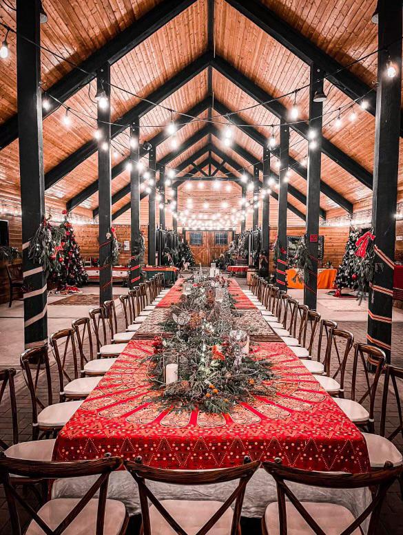 Festive Barn Dinner With Christmas Decor