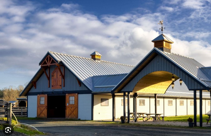 Modern Barn Complex With Archway